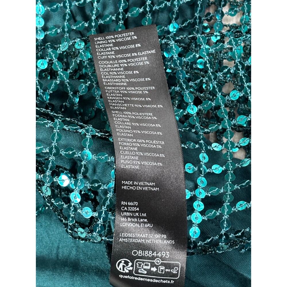 Pilcro Anthropologie Sequin Top Balloon Sleeve Sz M Blue Green Top - Picture 10 of 11